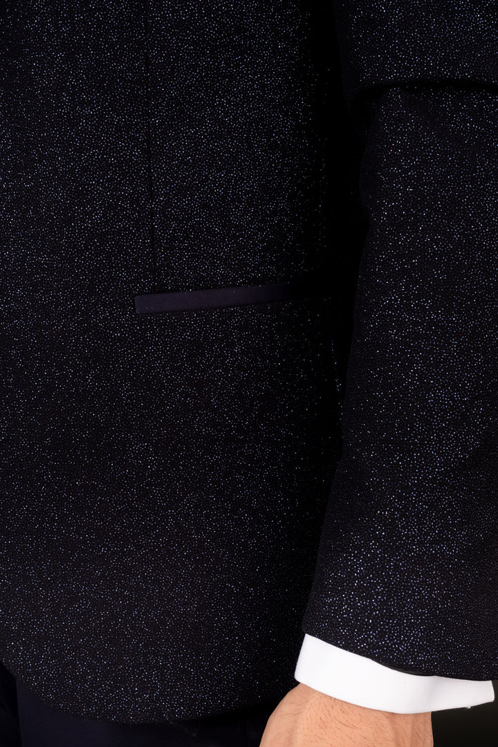 Mehmet Glitter 1 Button Slim Fit Tuxedo Suit, T14-NAVY - Image 4