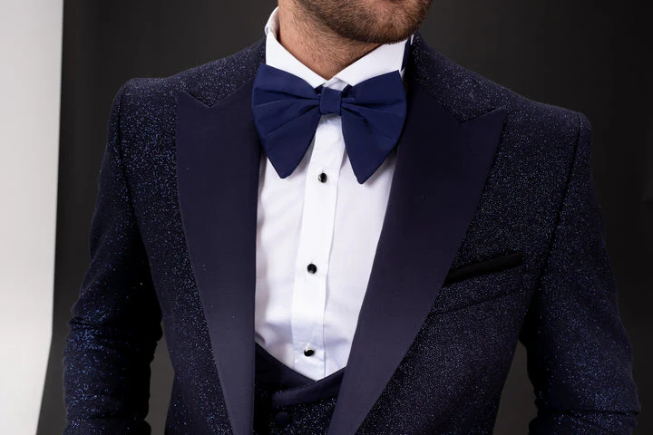 Mehmet Glitter 1 Button Slim Fit Tuxedo Suit, T14-NAVY - Image 5