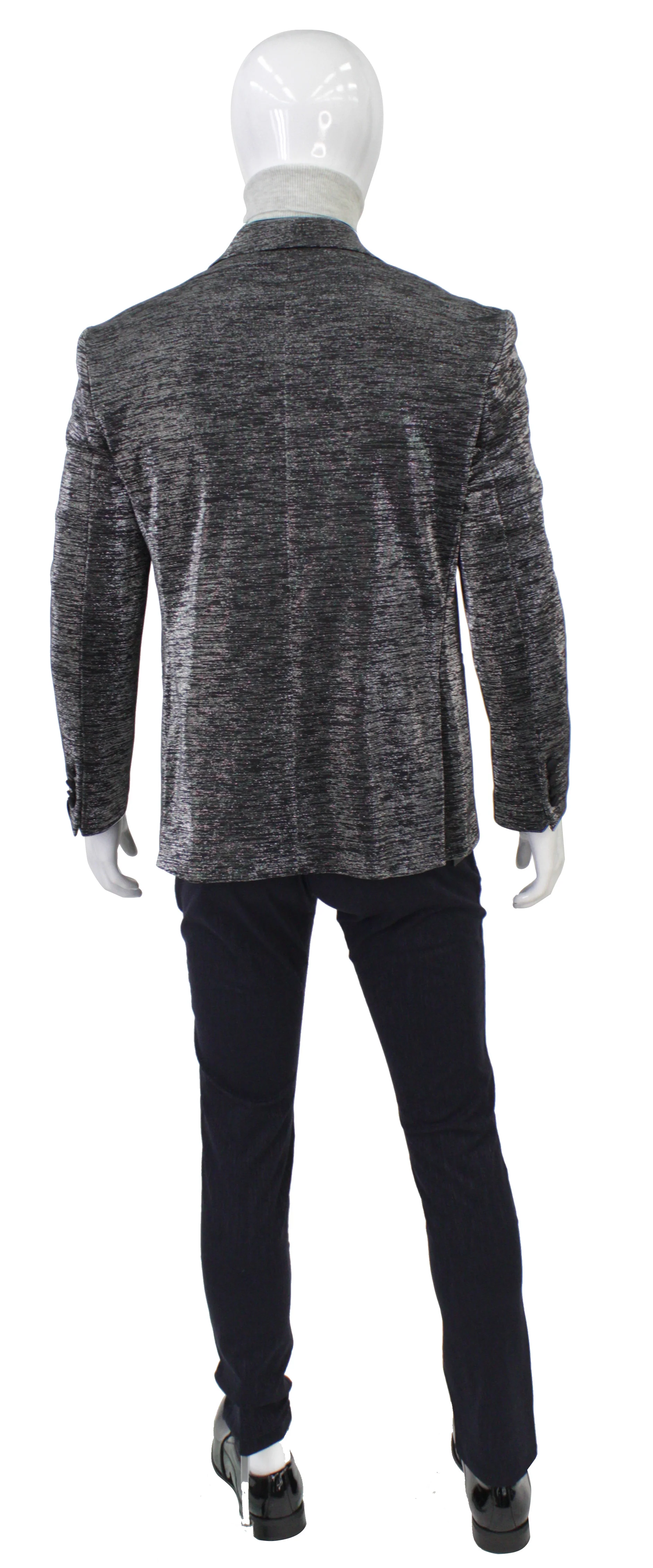 MEHMET,JACQUARD-NOTCH COLLAR-JACKETS-PB-B226-BLK/SLVR - Image 3