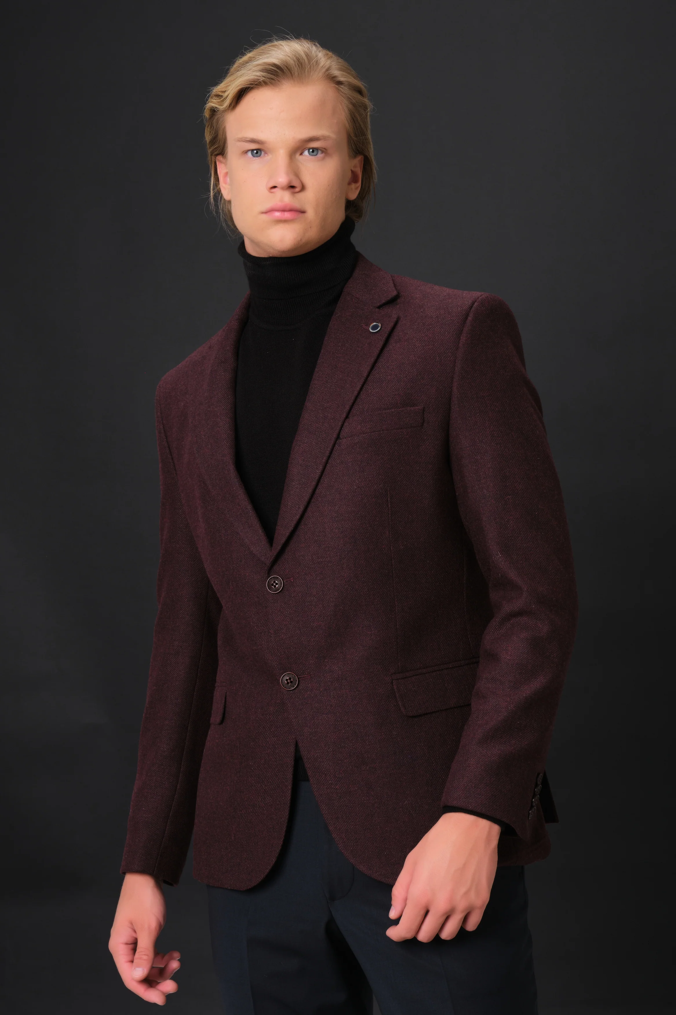 MEHMET,SOLID-NOTCH COLLAR-JACKETS-PB-B221-BURGUNDY - Image 4