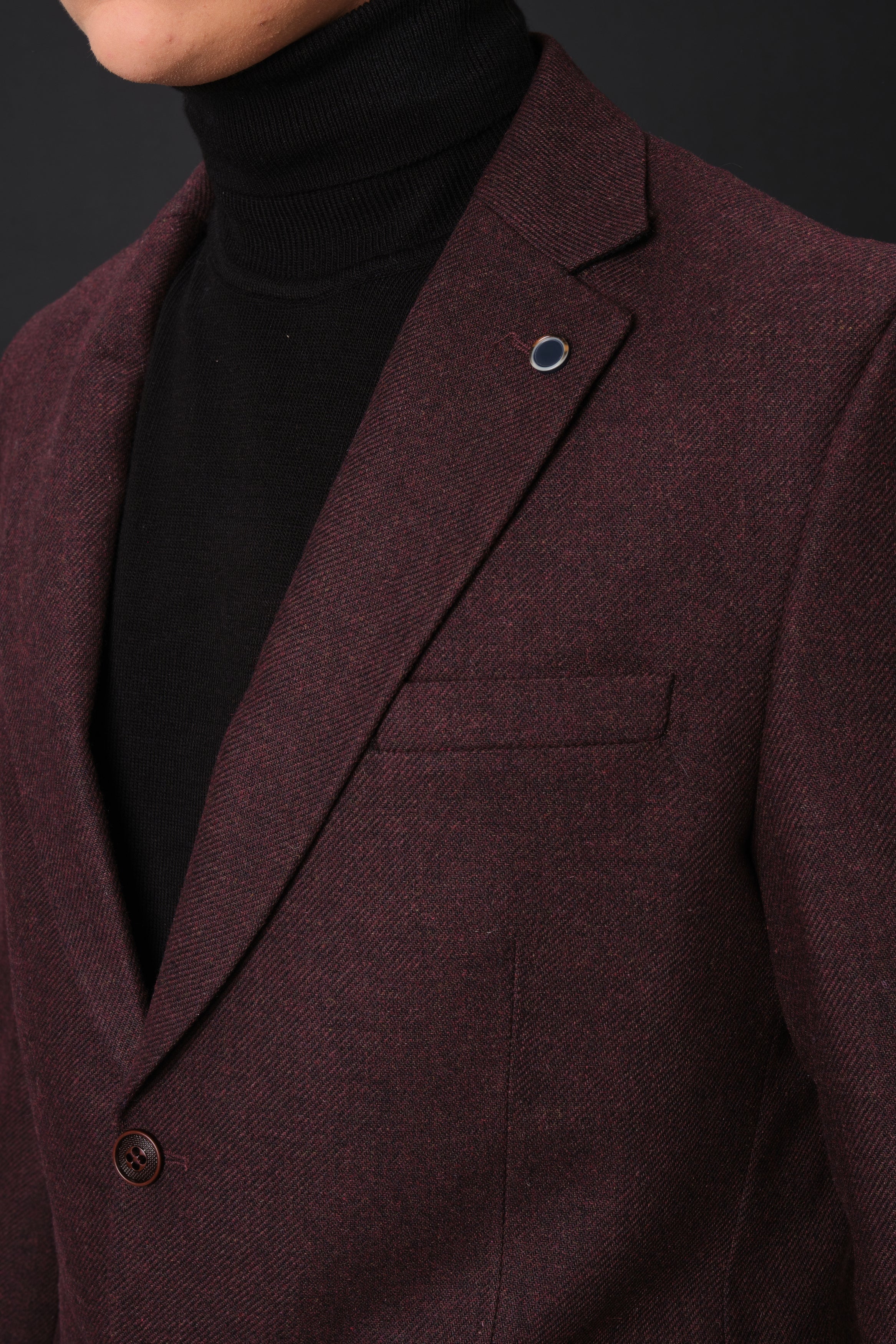 MEHMET,SOLID-NOTCH COLLAR-JACKETS-PB-B221-BURGUNDY - Image 6