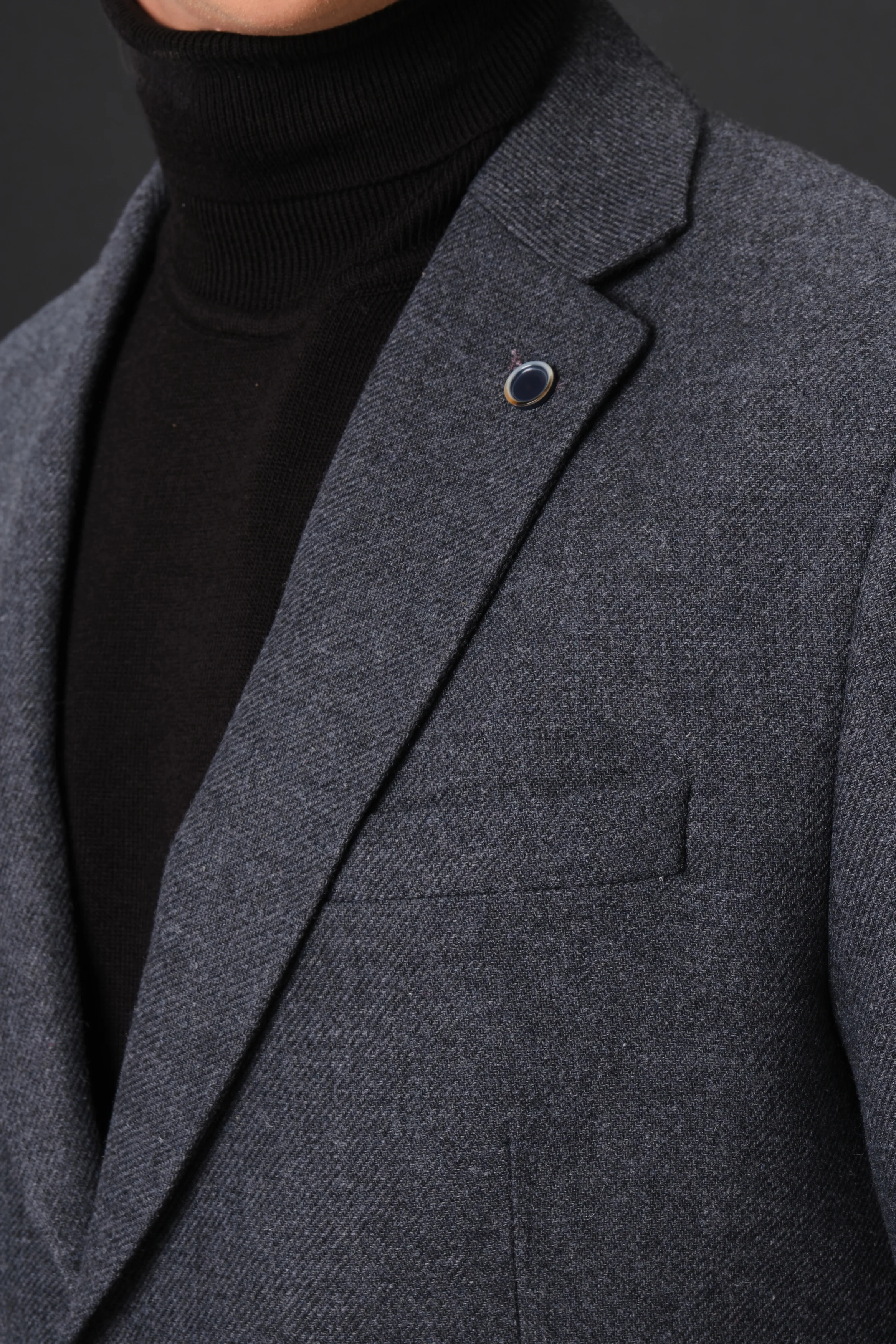 MEHMET,SOLID-NOTCH COLLAR-JACKETS-PB-B221-CHARCOAL - Image 5