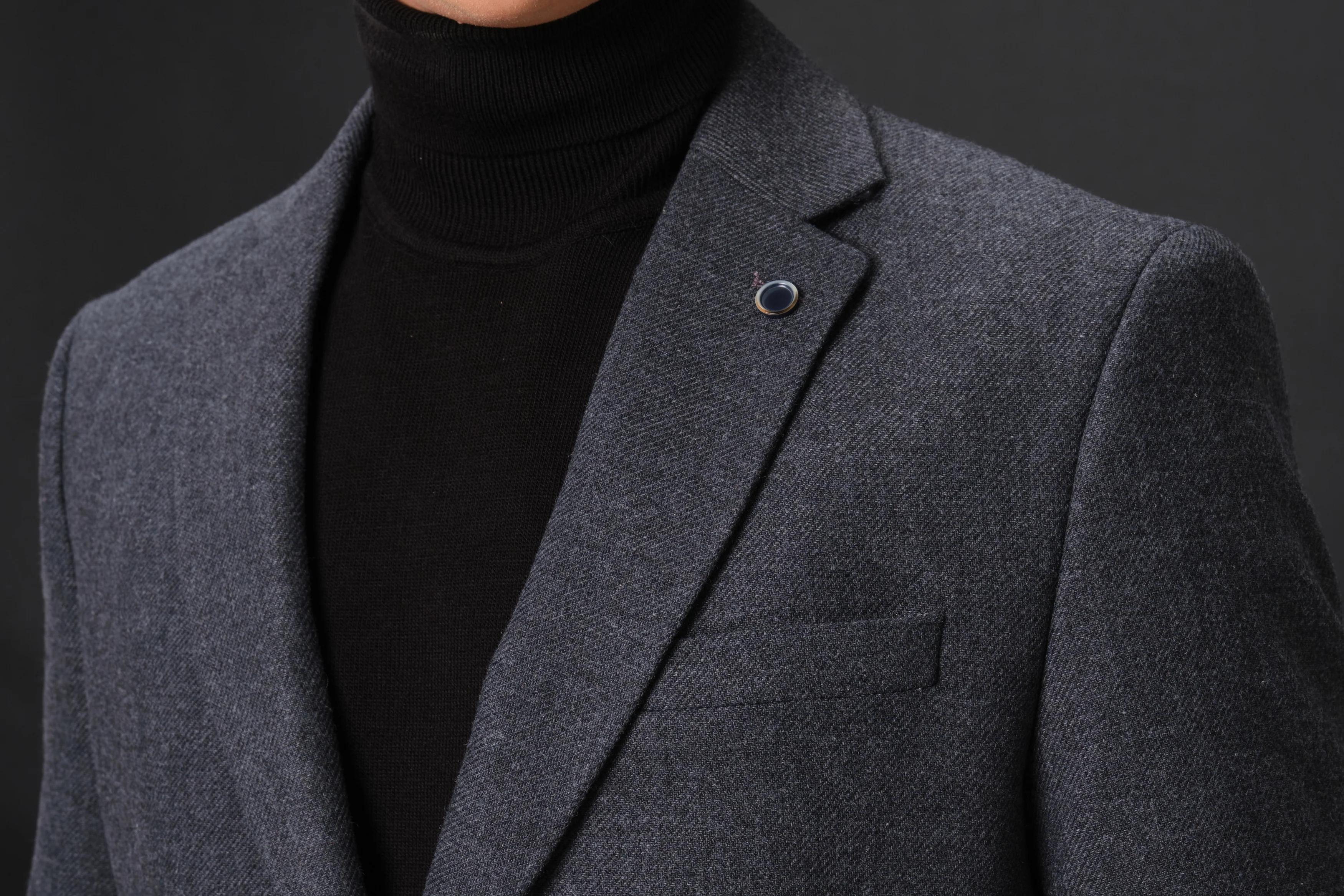 MEHMET,SOLID-NOTCH COLLAR-JACKETS-PB-B221-CHARCOAL - Image 6