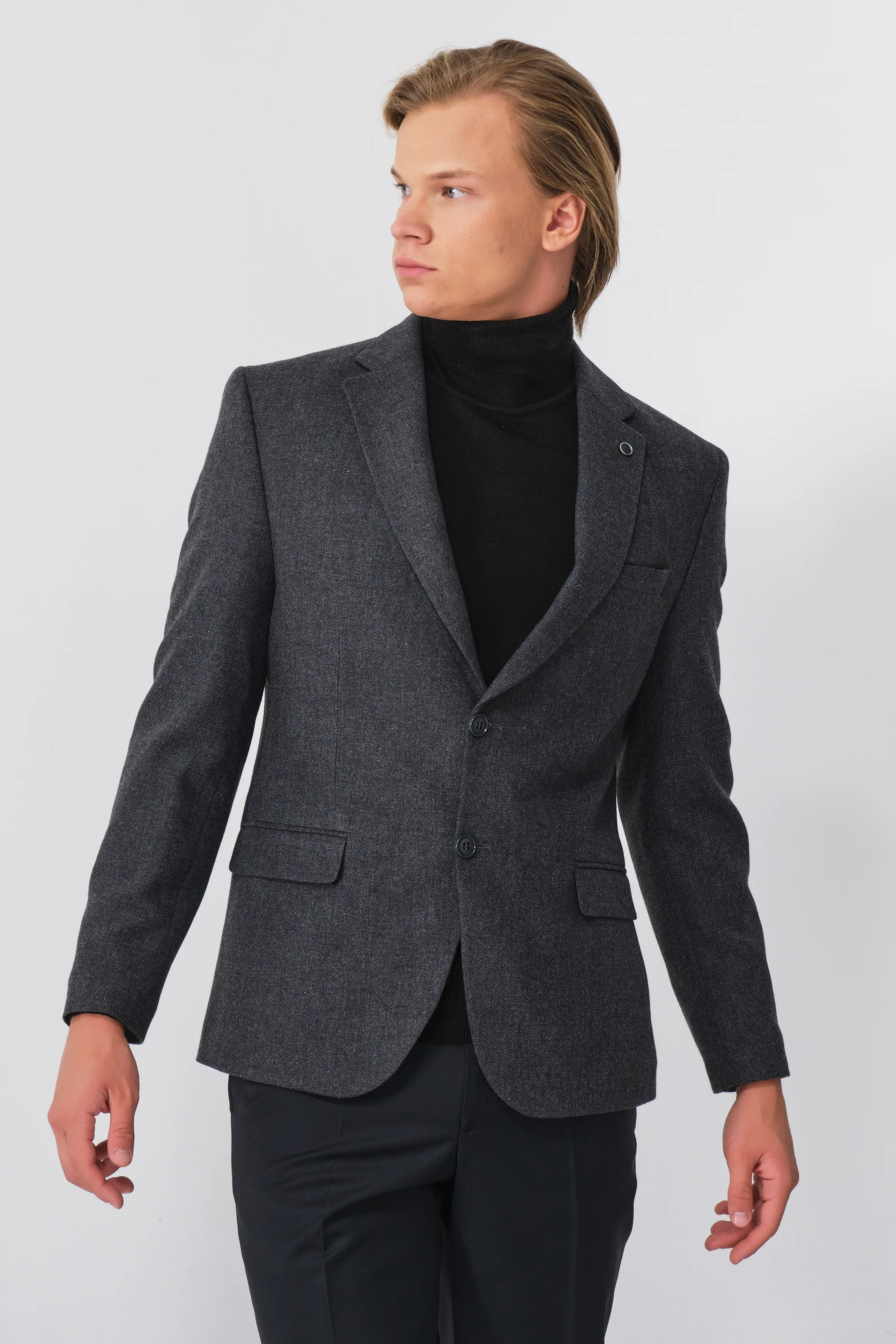 MEHMET,SOLID-NOTCH COLLAR-JACKETS-PB-B221-CHARCOAL - Image 9