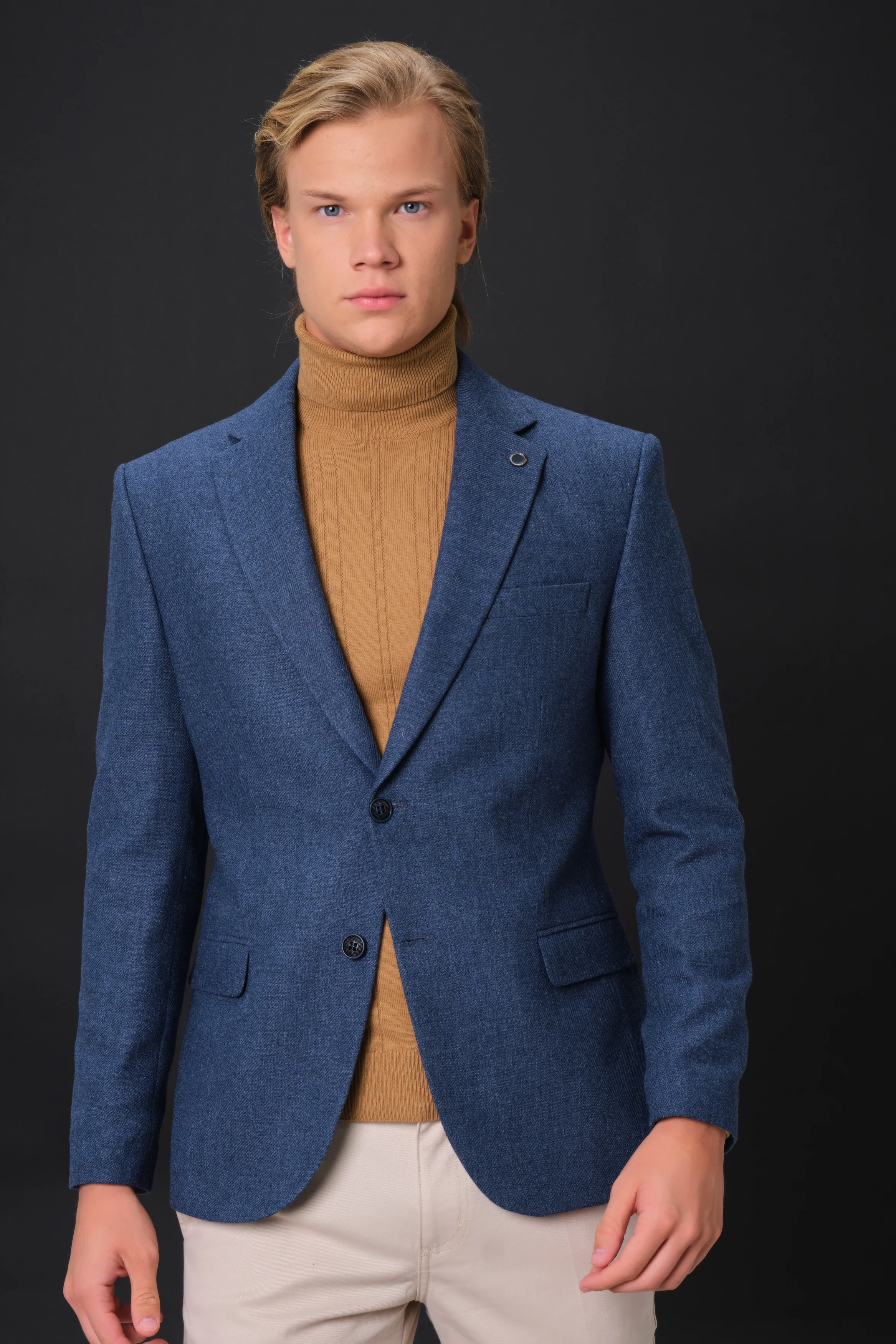 MEHMET,SOLID-NOTCH COLLAR-JACKETS-PB-B221-DENIM - Image 3