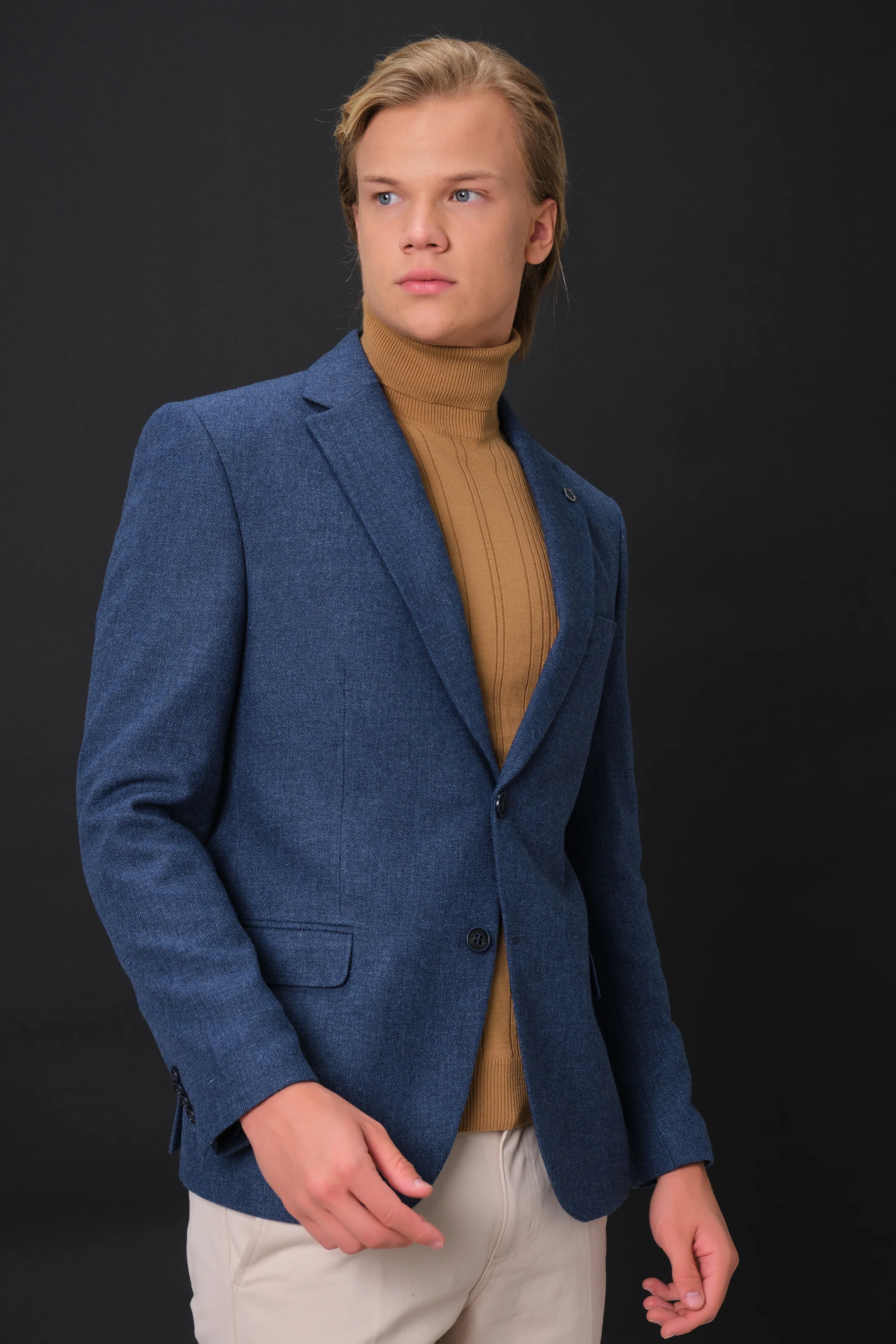 MEHMET,SOLID-NOTCH COLLAR-JACKETS-PB-B221-DENIM - Image 4