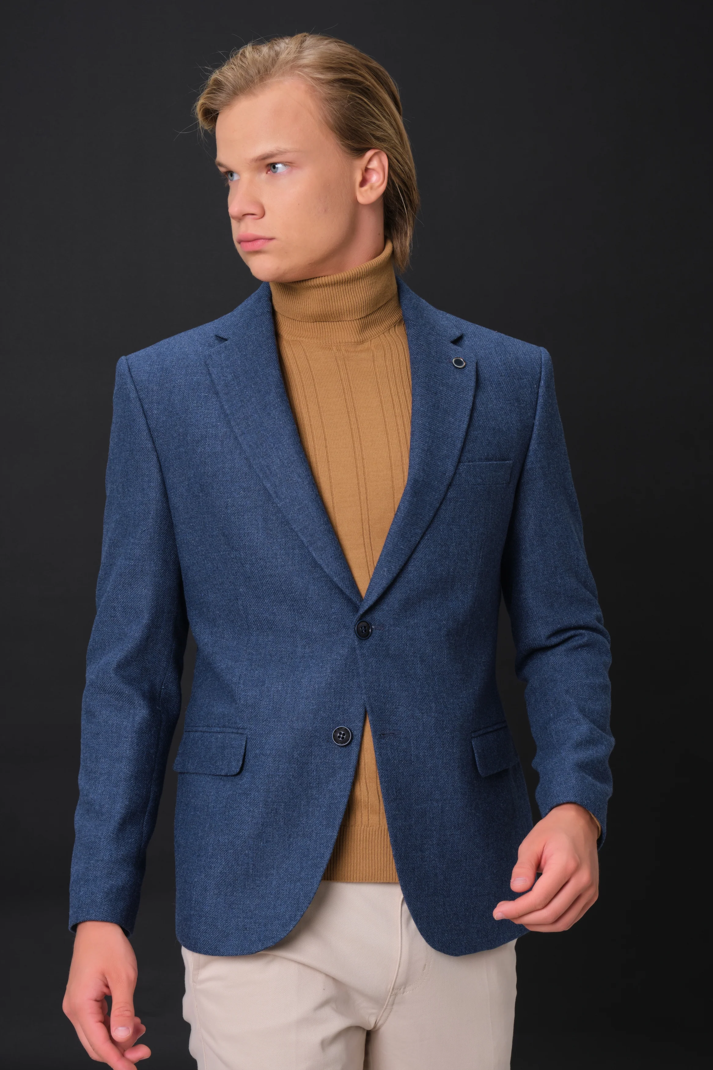 MEHMET,SOLID-NOTCH COLLAR-JACKETS-PB-B221-DENIM - Image 5