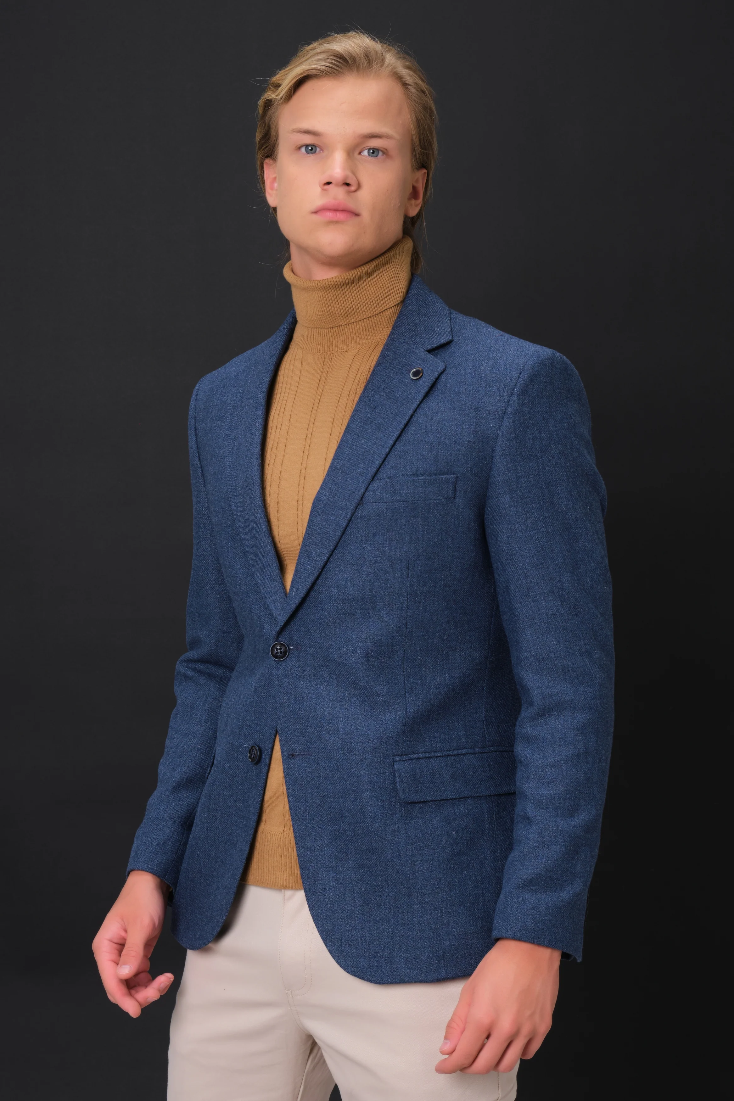 MEHMET,SOLID-NOTCH COLLAR-JACKETS-PB-B221-DENIM - Image 6