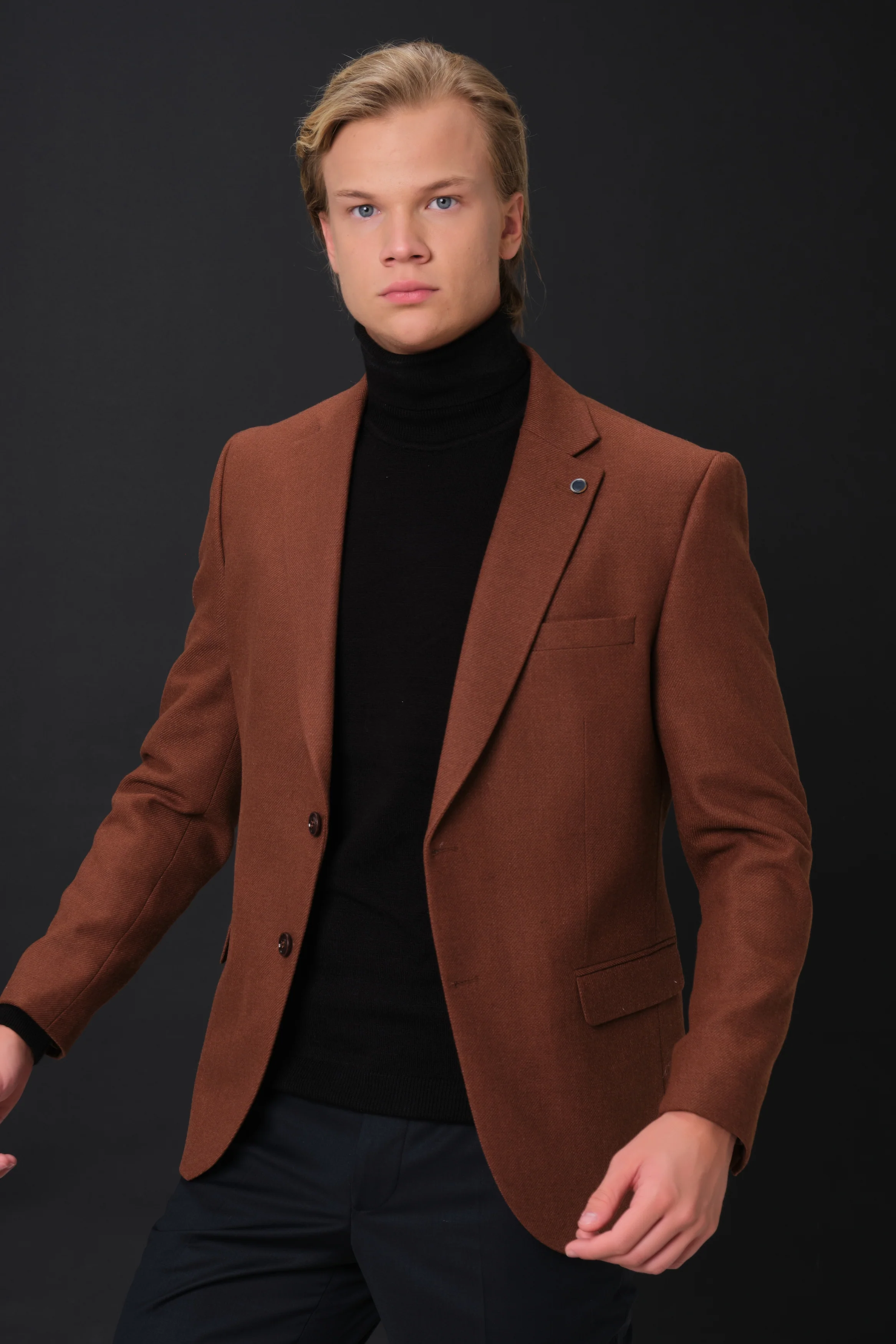 MEHMET,SOLID-NOTCH COLLAR-JACKETS-PB-B221-RUST - Image 3