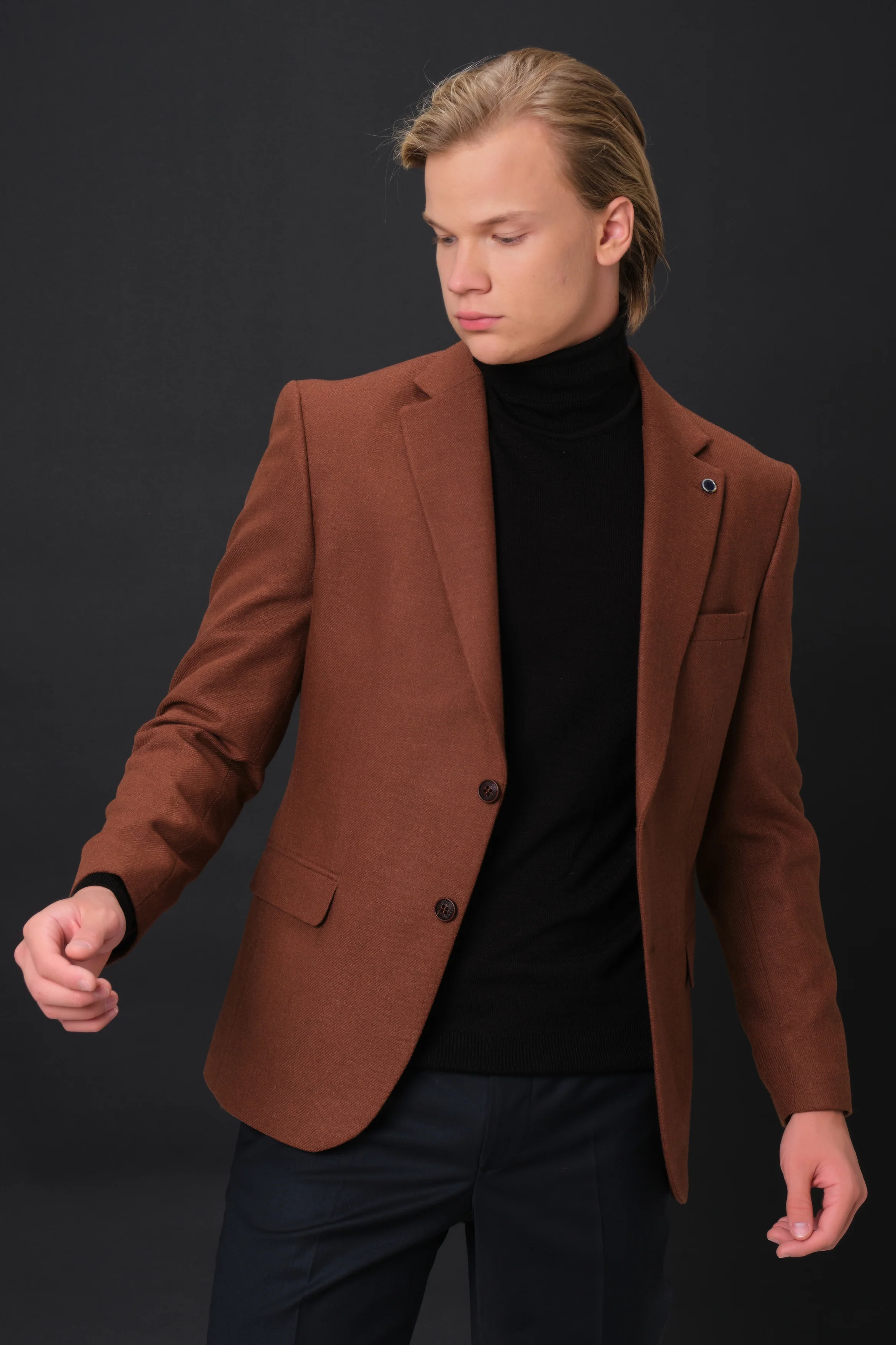 MEHMET,SOLID-NOTCH COLLAR-JACKETS-PB-B221-RUST - Image 4