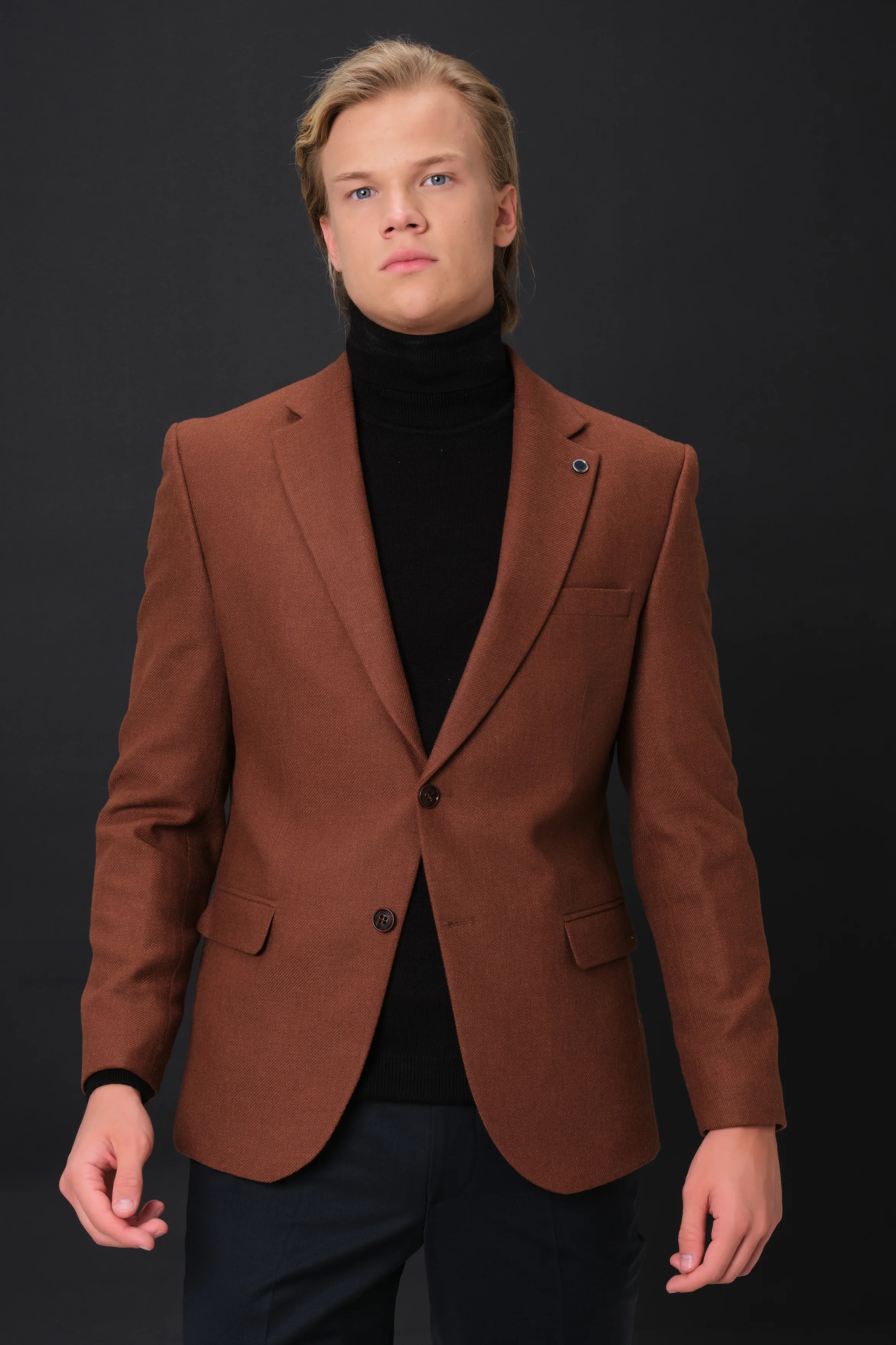 MEHMET,SOLID-NOTCH COLLAR-JACKETS-PB-B221-RUST - Image 5